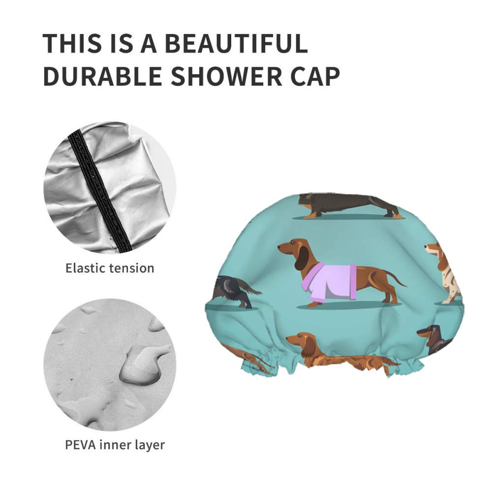 Swono Gorro de ducha para perro, bonito diseño de perro salchicha, impermeable, de doble capa, perfecto para todas las longitudes y grosores de