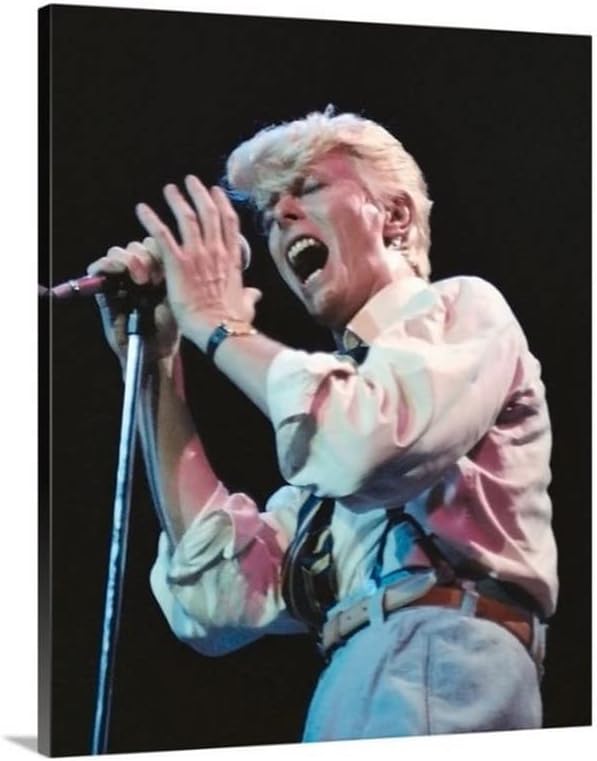 David Bowie cantando con los ojos cerrados a la luz de la luna en serio, recorrido fotográfico, reimpresión RP  Pósteres fotográficos artísticos