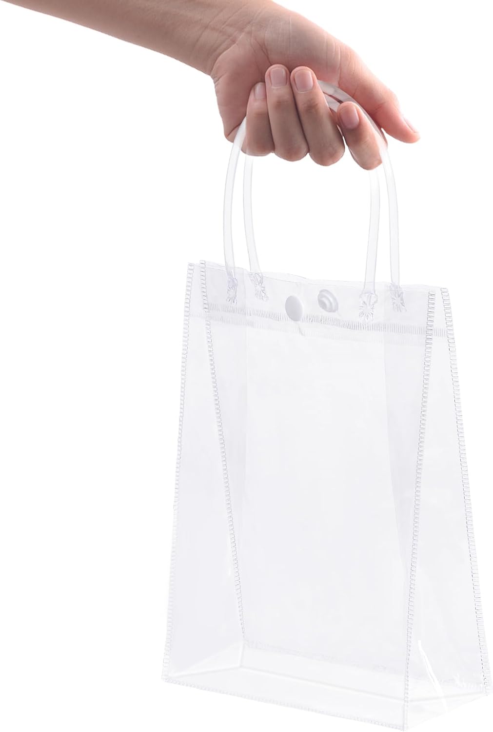 25 bolsas de regalo de PVC transparente con asas, pequeñas bolsas de plástico transparentes, bolsas de compras reutilizables para bolsas de dulces
