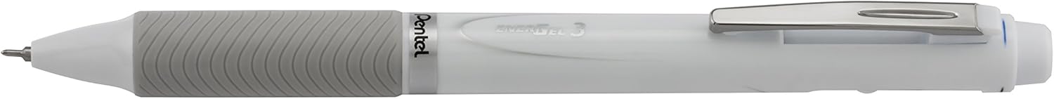 Pentel EnerGel 3 – Bolígrafo de gel multifunción, 3 tintas, (0.020 in), línea fina, barril blanco – BLC35W