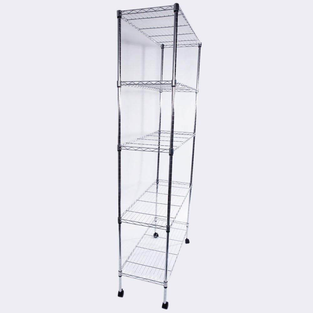 Estantes de almacenamiento con ruedas de 5 niveles, estantería de alambre de metal, estante de grado comercial resistente, estante organizador