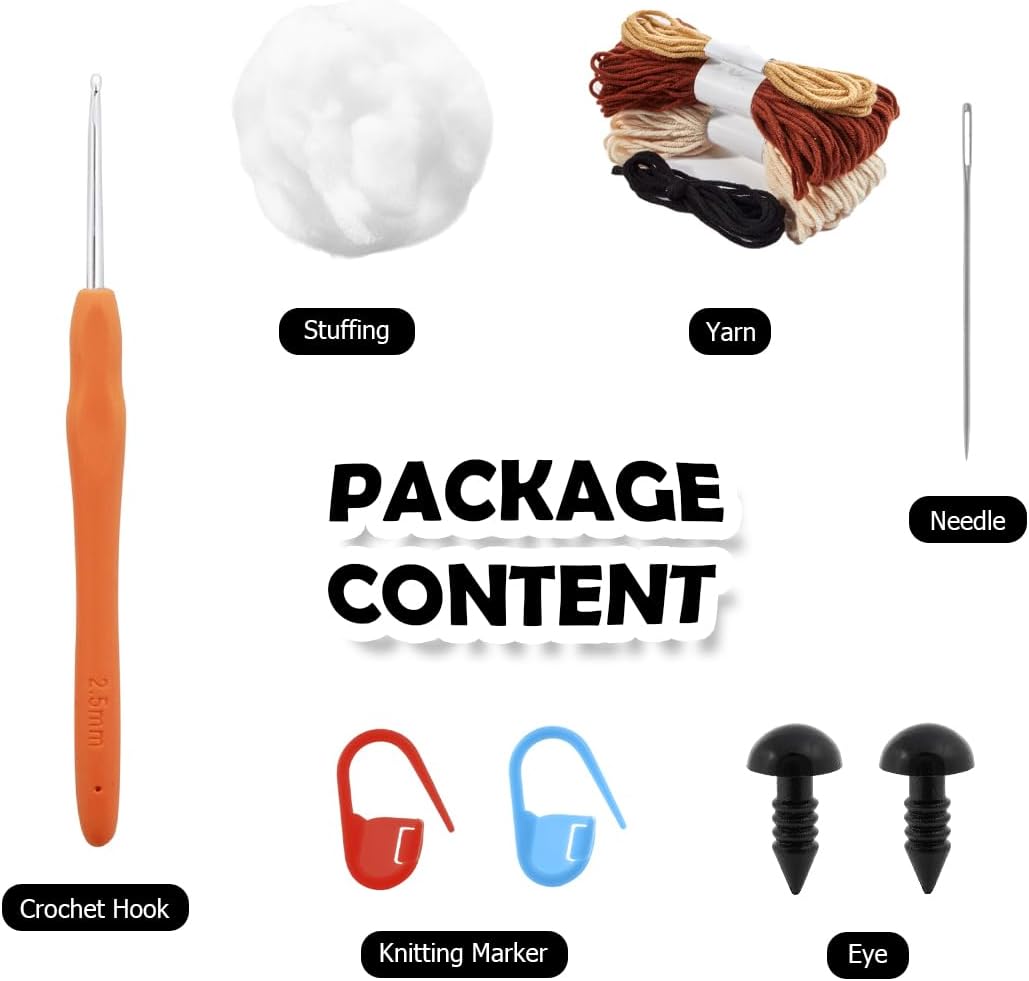 TANOSII Kit de inicio de ganchillo para principiantes Kit de ganchillo para adultos y niños con instrucciones paso a paso y tutoriales en video