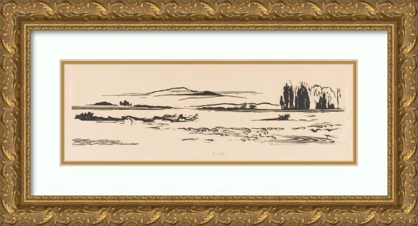 ArtDirect Johannes Frederik Engelbert ten Klooster 18×9 Gold Ornate Frame and Double Matted Museum Art Print Titled Estuary N. N. Guinea