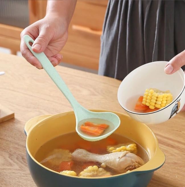 Cucharas de paja de trigo ecológicas, cuchara de sopa de paja de trigo, cuchara de sopa para cocinar, cucharas de cocina de paja de trigo,