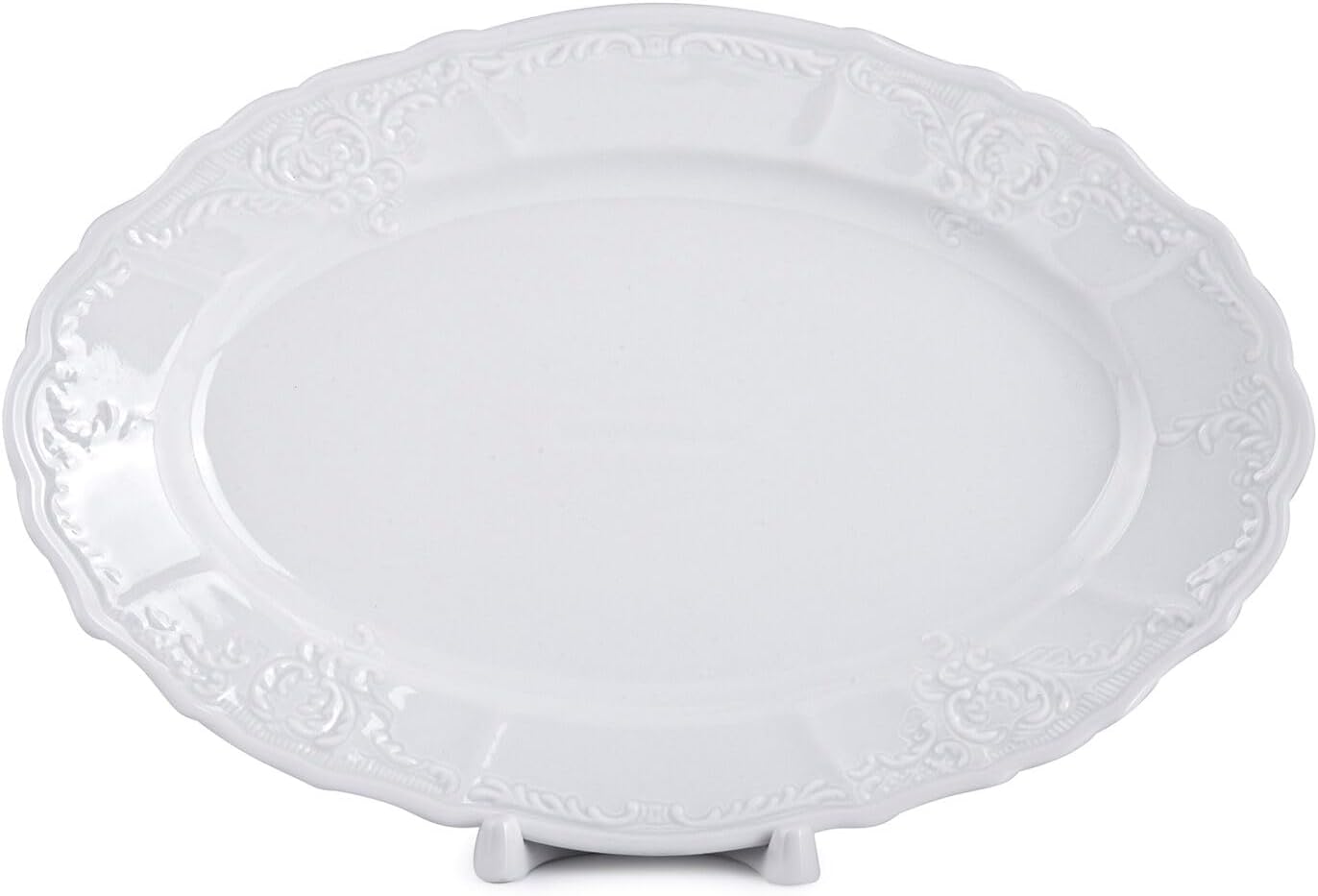 STP GOODS Plato ovalado Bernadotte de porcelana bohemia ovalada para pescado (color blanco) Plato de cena de porcelana blanca de 10.2 pulgadas para