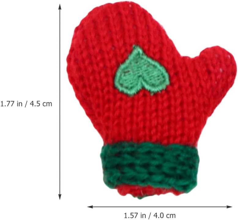 EXCEART Mini guantes de punto de Navidad, 16 unidades, guantes de Papá Noel, para hacer muñecas, decoración para botellas de vino, sombrero para