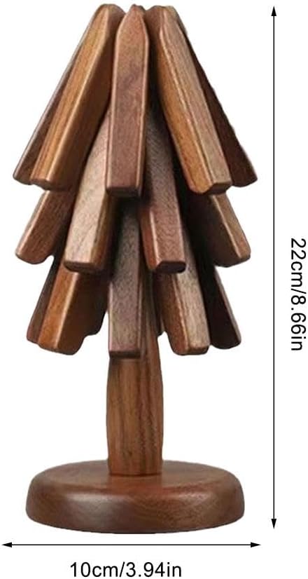 Tapete de madera con diseño de árbol de madera anticalor, antideslizante, duradero, almohadillas calientes de madera de cocina, almohadillas