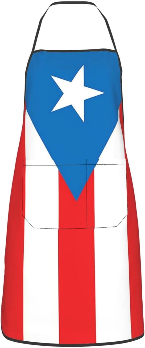 bzaxxqi Aaprones con bandera de Puerto Rico, delantales de Puerto Rico para hombres y mujeres con bolsillos, delantal de chef ajustable para cocinar