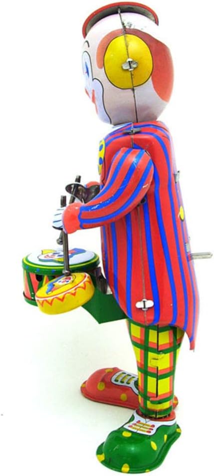 Toddmomy Figura de hojalata de juguete de payaso de cuerda de cuerda, juguete de batería de hojalata, figura de payaso de batería, juguete de mesa