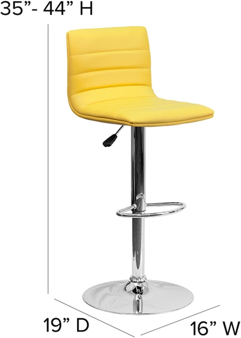 Flash Funiture silla de bar ajustable con base cromada, Vinilo, Amarillo