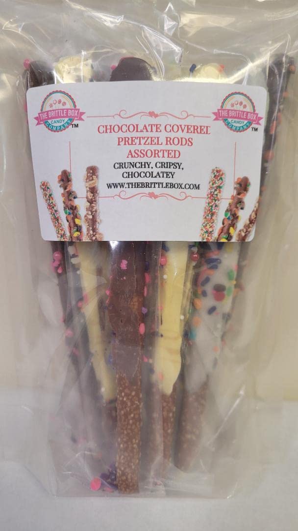 Cañas de pretzel cubiertas de chocolate y chocolate blanco con coberturas surtidas 16 piezas