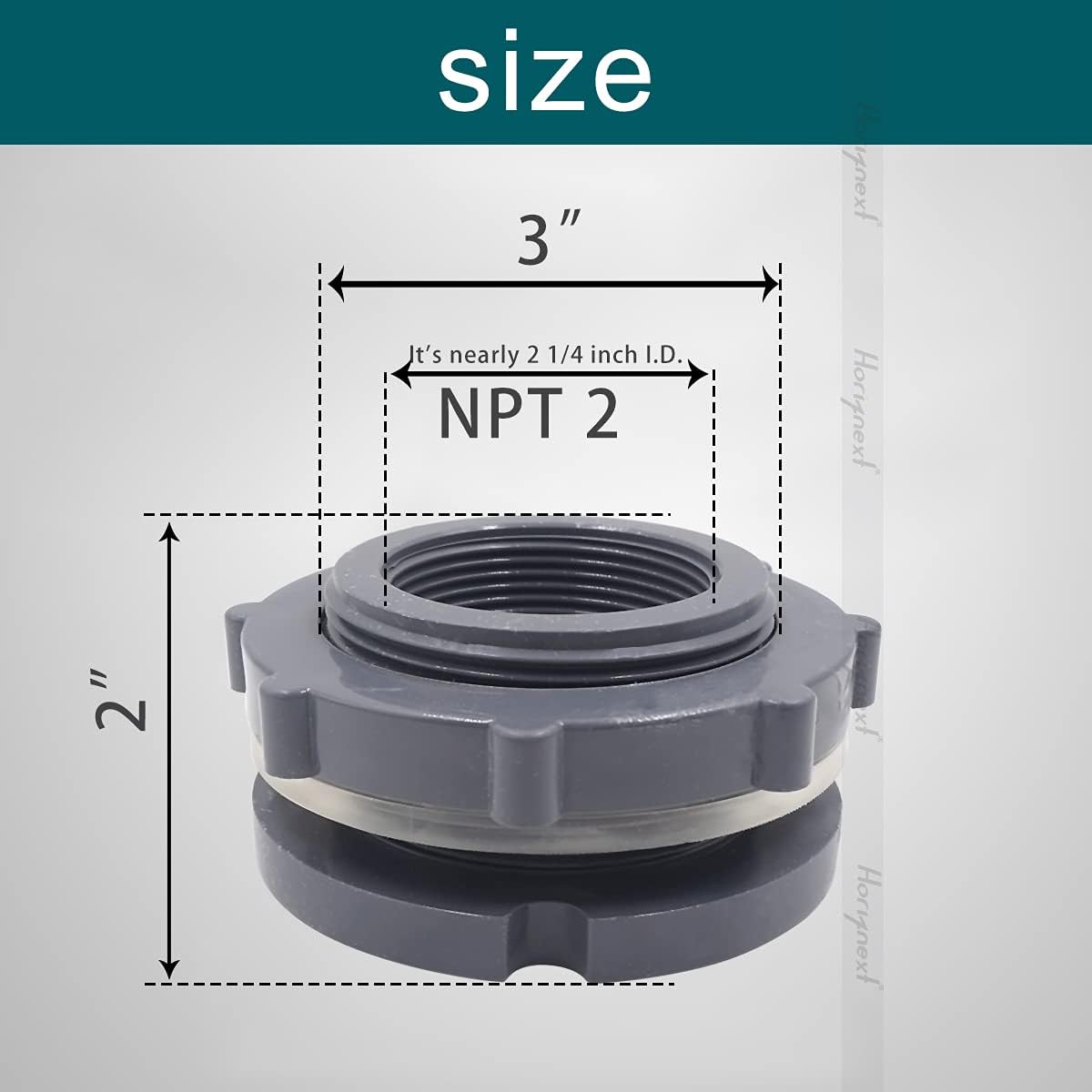 NPT2 – Adaptador de mamparo de PVC, conector de tubo de plástico para barril de lluvia, adaptador de manguera de jardín, kit de espiga, tanque de