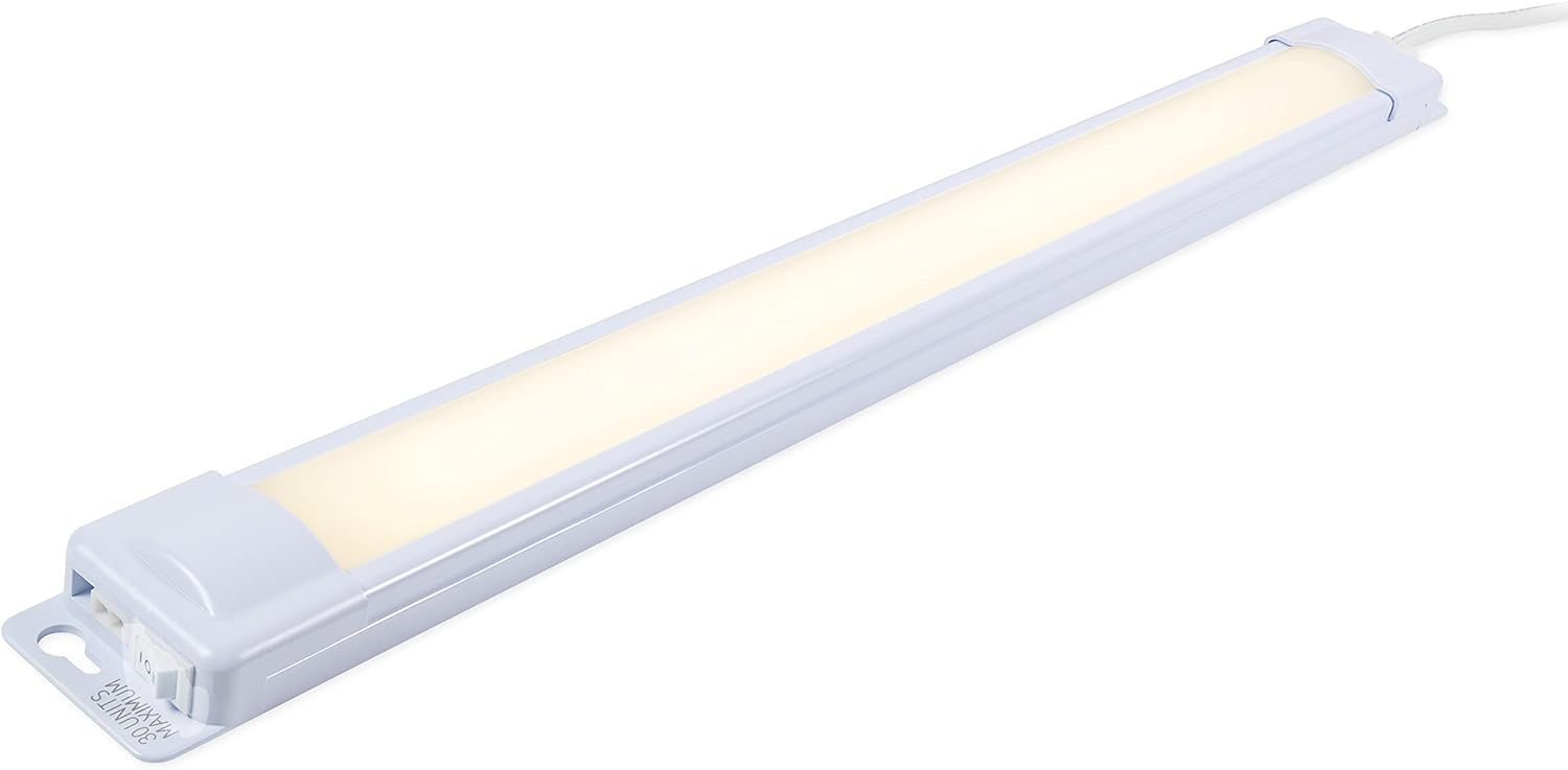GE – Barra de luz LED fina de alta calidad para debajo del clóset, 12 pulgadas, enchufable, convertible a cable directo, enlazable, 38846