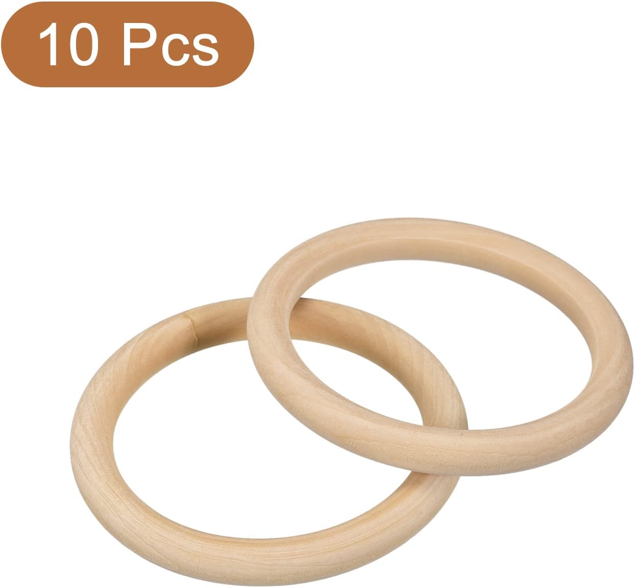 uxcell 10 anillos de madera natural de 3.3 pulgadas (3.346 in), círculos de madera lisa sin terminar de 0.394 in de grosor para manualidades, tejer,