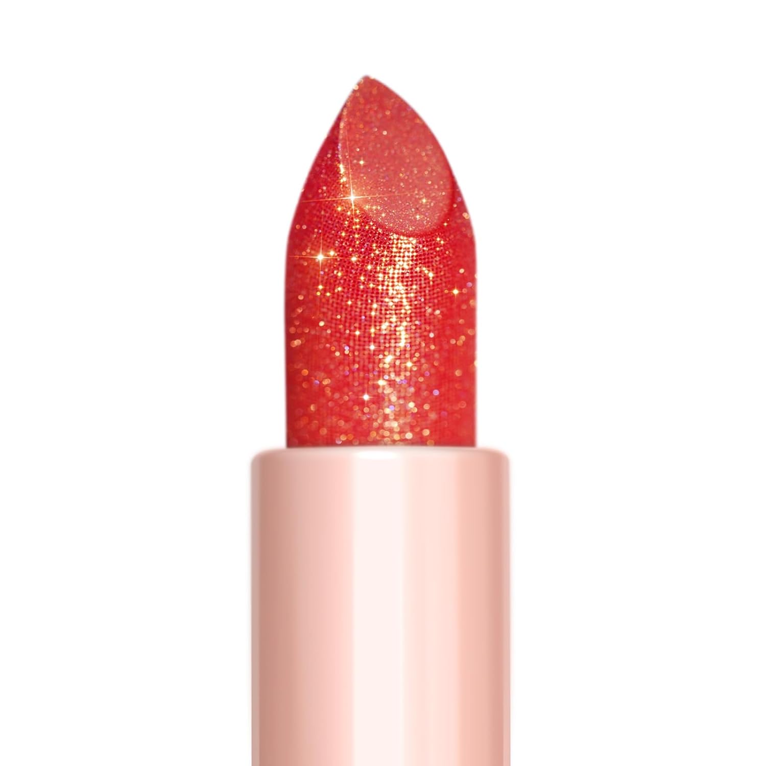 Oulac Lápiz labial hidratante rojo coral, bálsamo labial teñido con aceite de rosa de damasco alivia los labios, maquillaje de labios brillante y