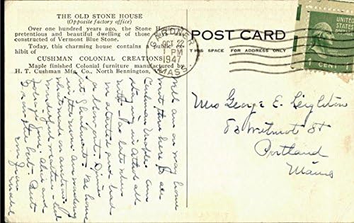 The Old Stone House North Bennington, Vermont VT Original Antique Postcard 1947