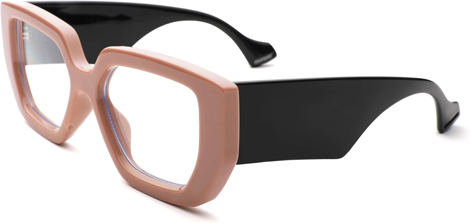 Thick Frame Blue Light Glasses for Women Men,Square Computer Gaming Eyeglasses Anti Eyestrain