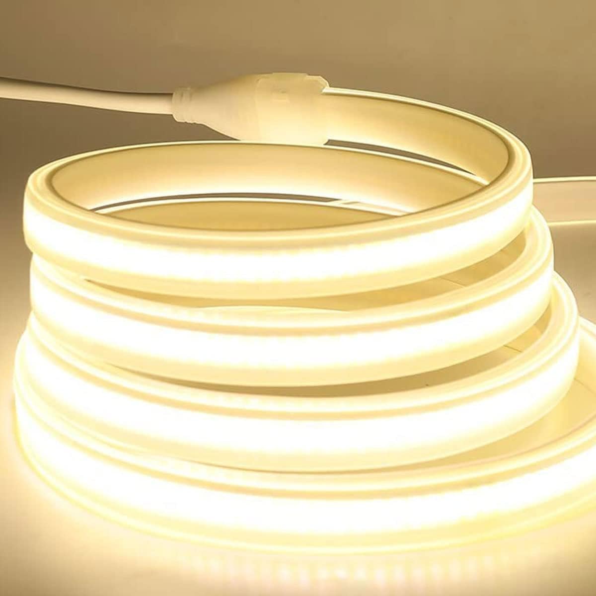 Tira de luces LED, 6.6 pies, AC110-130 V, alta densidad, 360 LEDsM, tira de luz COB, 7200 lm, súper brillante, regulable, impermeable, para
