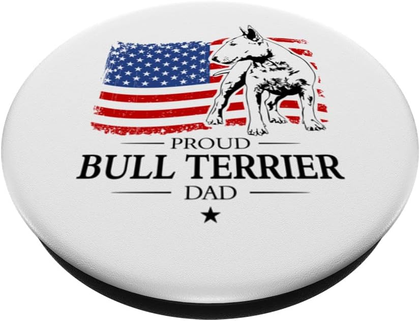 PopSockets de perro patriótico con la bandera americana del Bull Terrier inglés PopGrip intercambiable