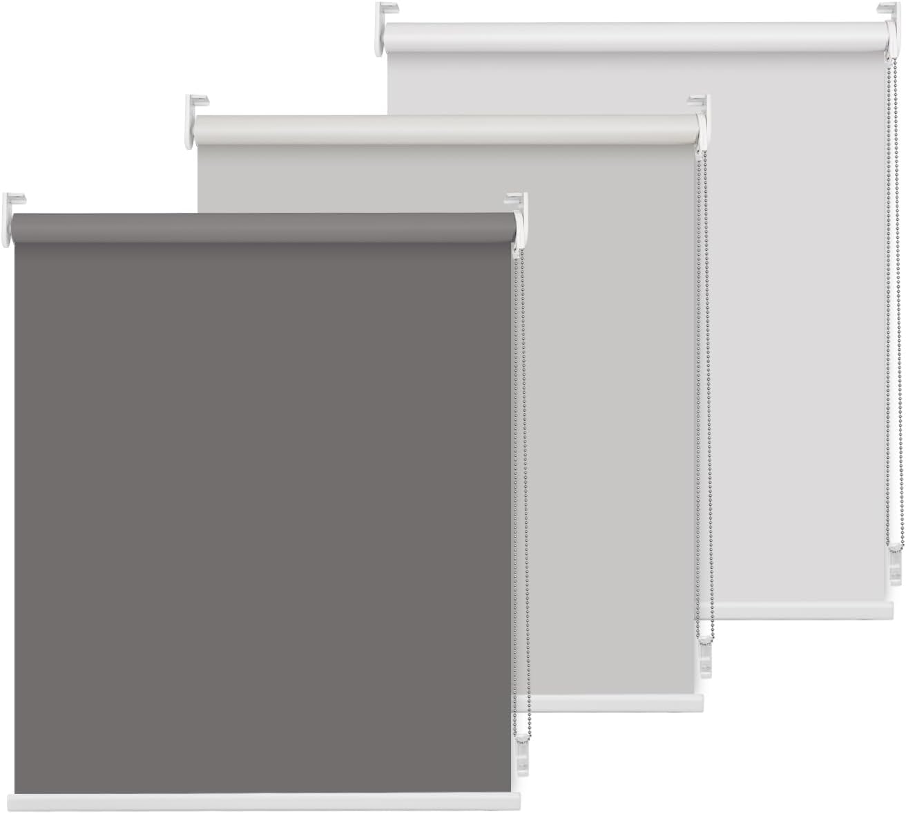 Persianas enrollables 100% opacas para ventana, color carbón de 20 x 72 pulgadas, con aislamiento térmico, protección UV, privacidad, tela