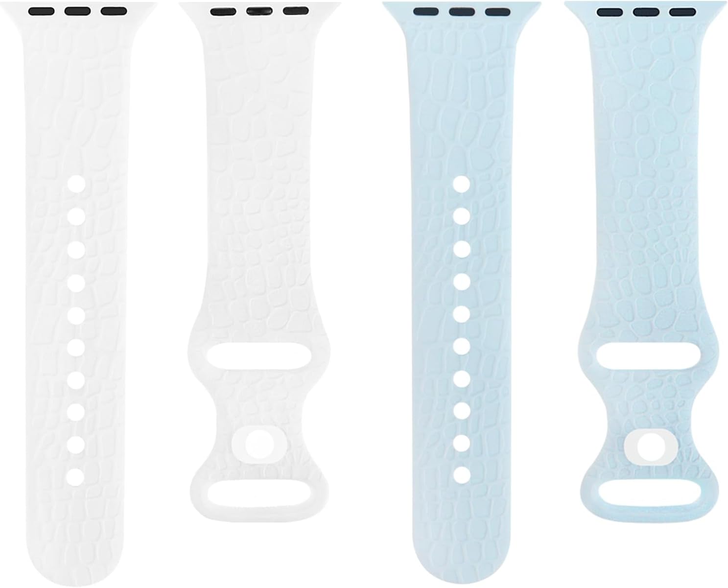 Paquete de 2 correas de repuesto con diseño de piel de cocodrilo grabadas elegantes compatibles con Apple Watch de 1.496 pulgadas, 1.575 pulgadas,