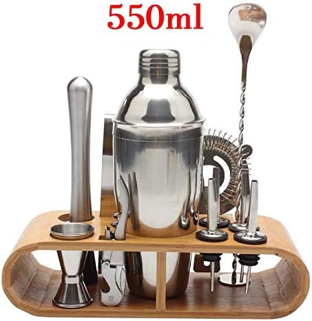 Bartender Kit with Stand Bar Set Cocktail Shaker Set for Drink Mixing – Bar Tools Shaker Best Bartender Kit for Beginners (Color  550ml) (550ml)