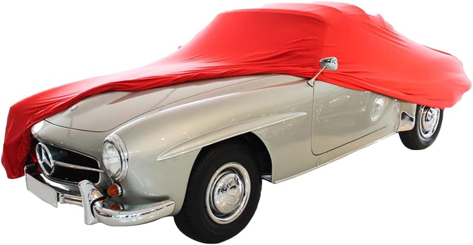 Star Cover Cubierta interior para automóvil Mercedes-Benz 190 SL roja con bolsillos de espejo cubierta de garaje a medida ajuste perfecto y cubierta