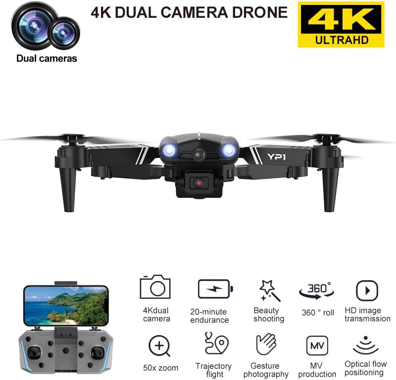 Wltoys YP1 Mini dronehelicópterocuadricóptero 4K HD Cámara de cuatro lados para evitar obstáculos presión de aire Altura fija Juguetes