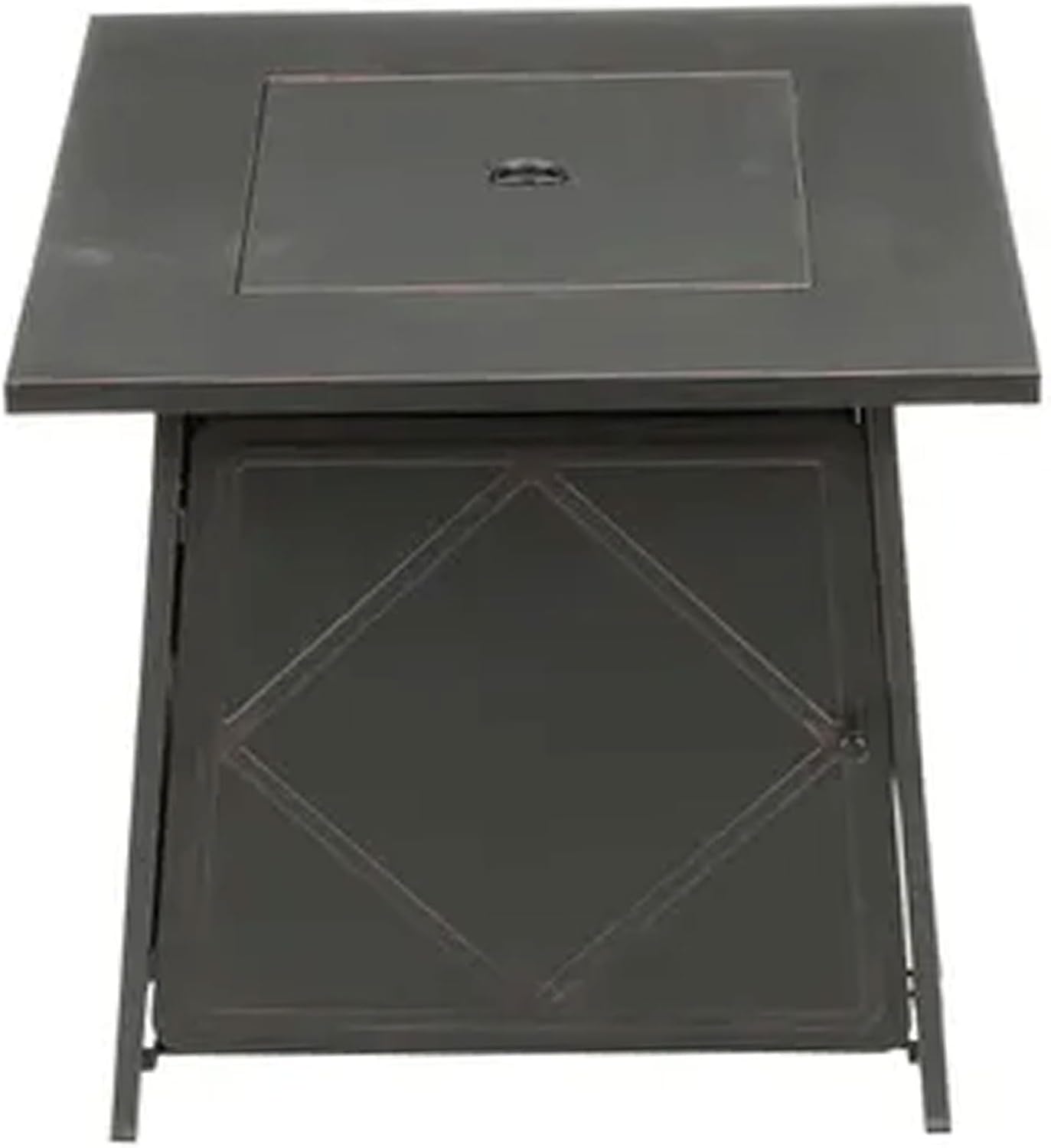 Four Seasons Courtyard Dual Heat – Fogata cuadrada de acero de 28 pulgadas para exteriores, con rocas de lava y tapa de acero, color negro