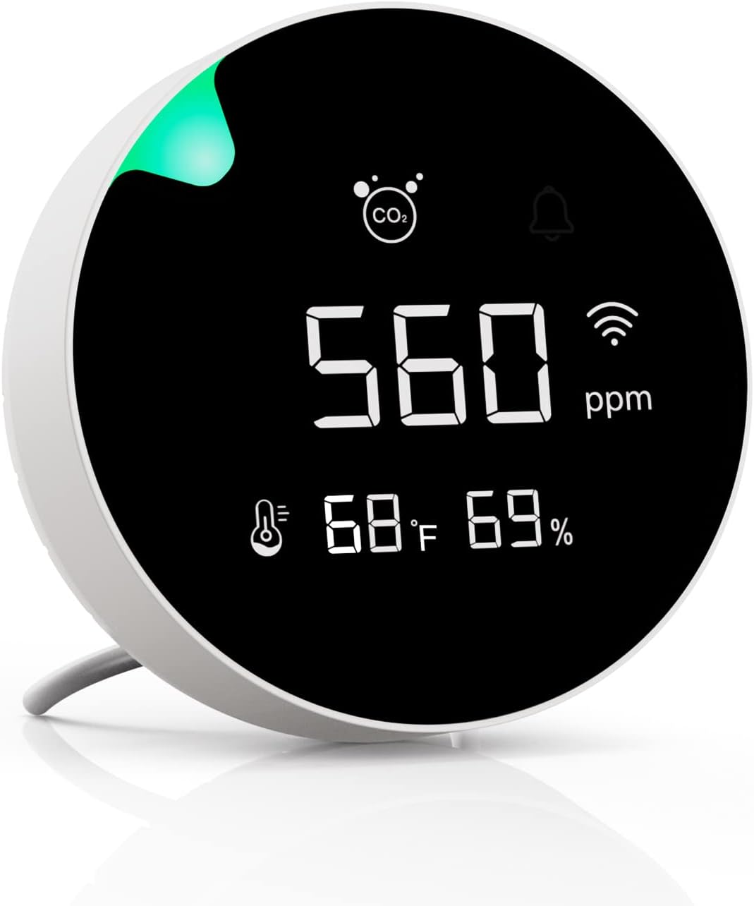 Detector de CO2, monitor de calidad del aire interior, conexión WiFi, batería recargable, medidor de CO2 3 en 1, sensor de CO2 NDIR con temperatura