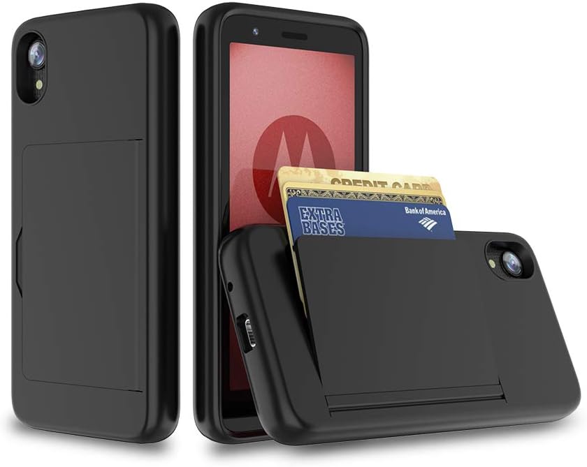 FDTCYDS Funda para Moto E6 con tarjetero, a prueba de golpes, funda protectora híbrida de silicona resistente para Motorola Moto E6 (edición 2019),