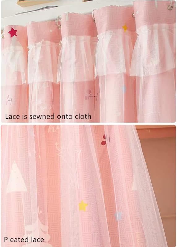Lindas cortinas de litera de tela de privacidad para niñas de fondo, 2 paneles, árbol rosa