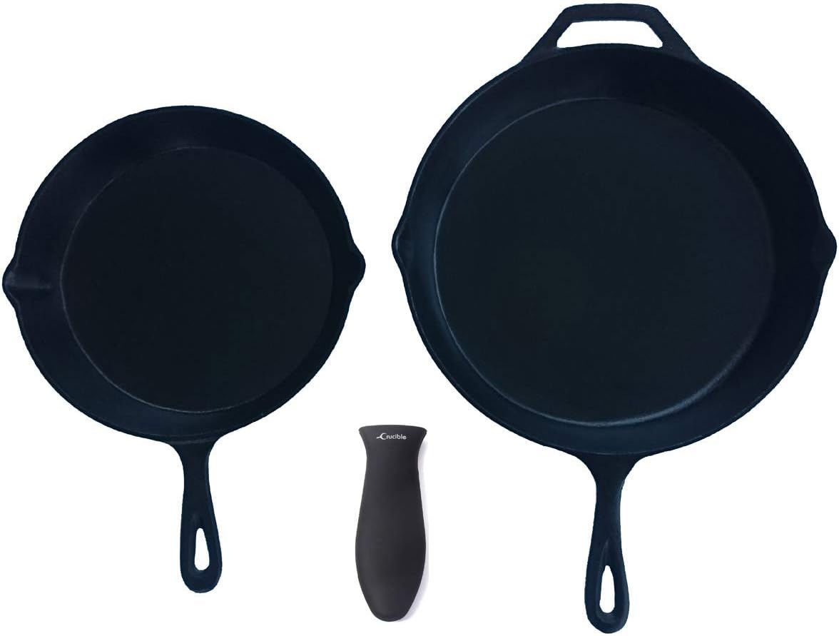 Soportes de silicona para mango caliente, agarraderas (paquete de 5 unidades de negro mezclado) para sartenes de hierro fundido, sartenes, sartenes