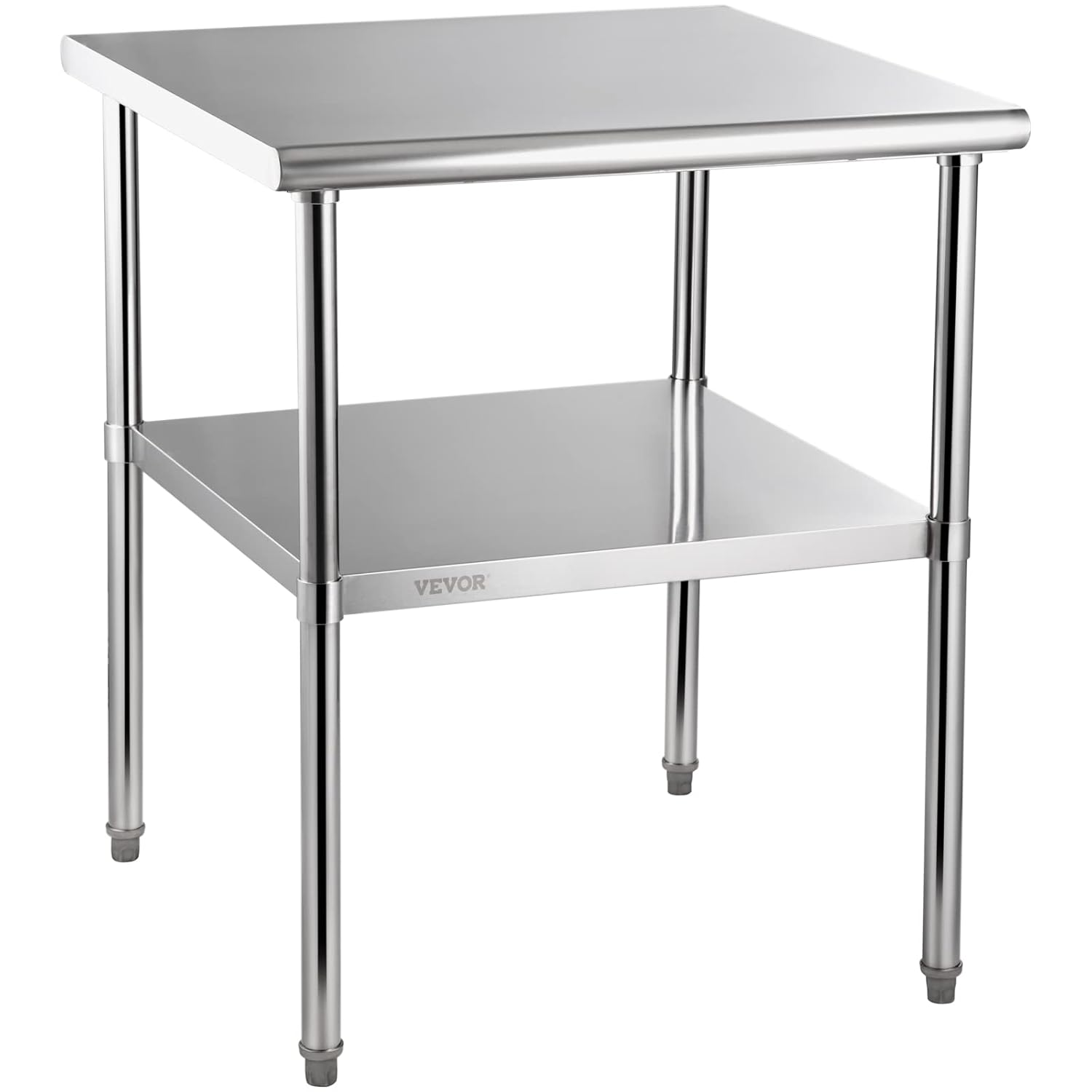 VEVOR Stainless Steel Prep Table, 30 x 30 x 36 Inch, 800lbs Load Capacity Heavy Duty Metal Worktable with Adjustable Undershelf & Feet, Commercial