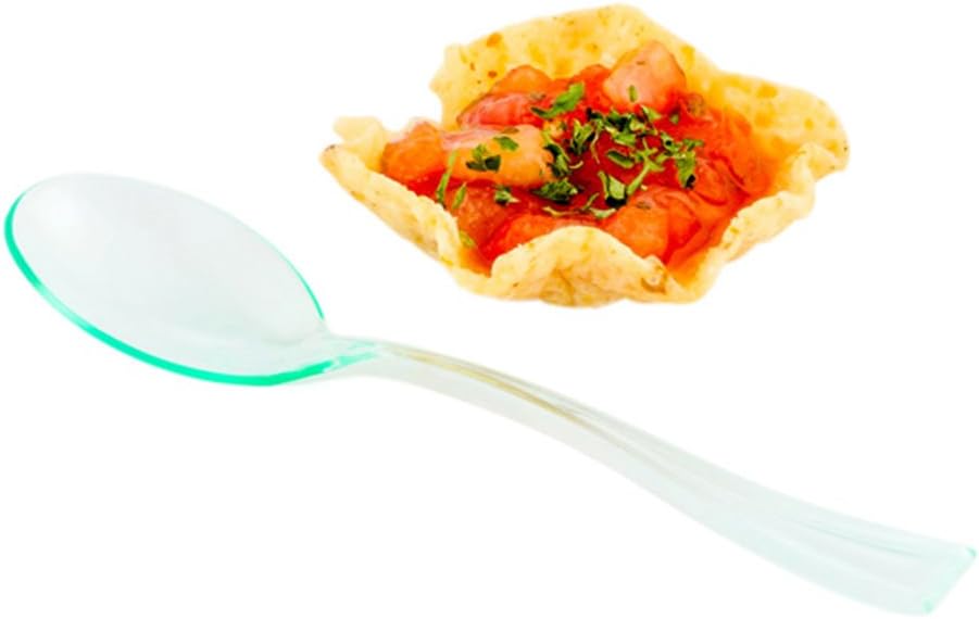 Restaurantware Mini cucharas de 4 pulgadas, 100 cucharas pequeñas desechables, par de alta resistencia con aperitivos o postres, cucharas de muestra
