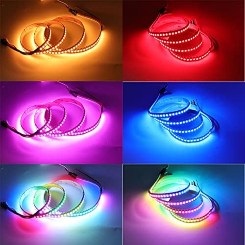Tira LED RGB direccionable individualmente 3.2FT 5050 SMD con WS2812 IC Control inteligente Flexible sueño a todo color 144Pixelsm Negro PCB Luz