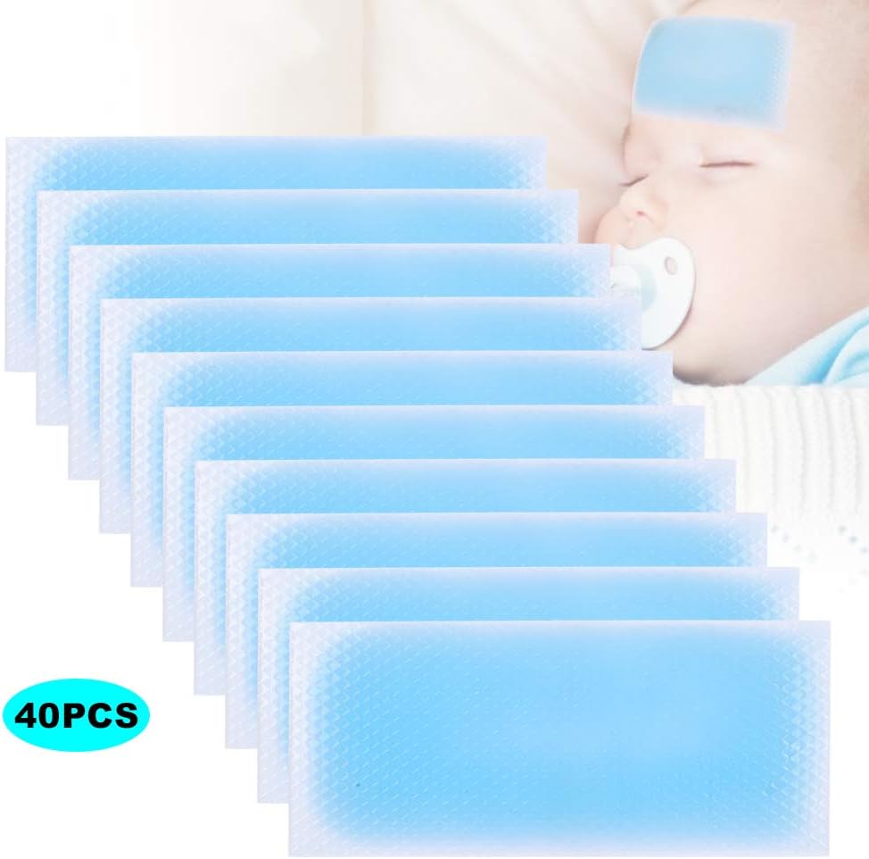 40 almohadillas de enfriamiento para la fiebre del bebé, almohadilla de enfriamiento para la frente del bebé, parche seguro para la fiebre de los