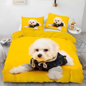Yellow Puppy King Duvet Cover Animal Print King Bedding Set Soft Microfiber Comforter Cover and 2 Pillow Shams 20″X36″, Bed Set Duvet Covers with Yellow Puppy King Duvet Cover Animal Print King Bedding Set Soft Microfiber Comforter Cover and 2 Pillow Shams 20″X36″, Bed Set Duvet Covers with