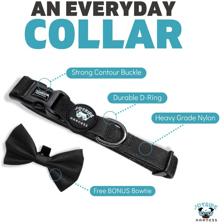 Joyride Harness Collar de perro con pajarita extraíble, ajustable y transpirable para todas las razas de perros, anillo en D fuerte y hebilla