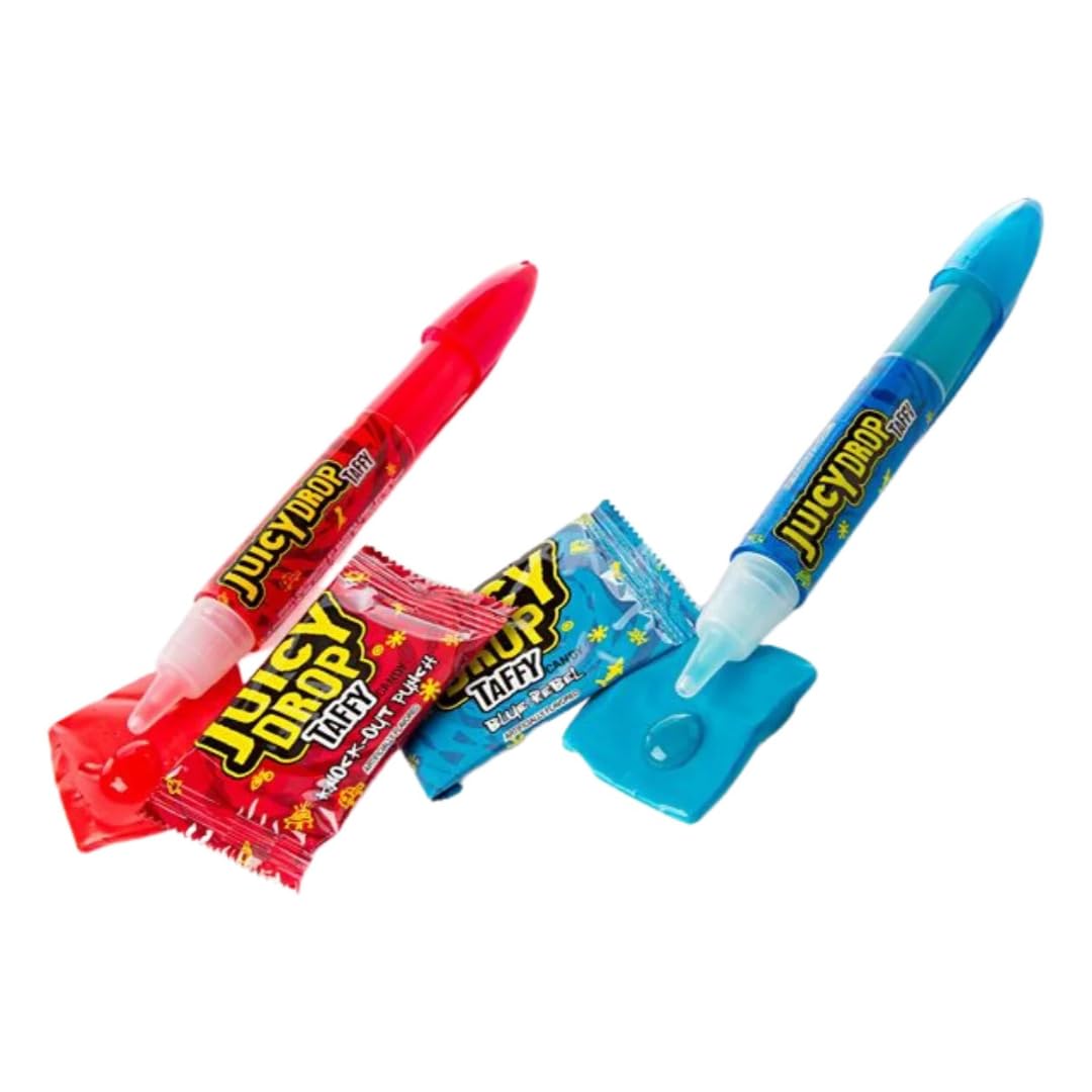 Juicy Drop Taffy – Caramelos masticables surtidos con bolígrafo de gel ácido, paquete de 4 por Lyza’s Sweets & Treats