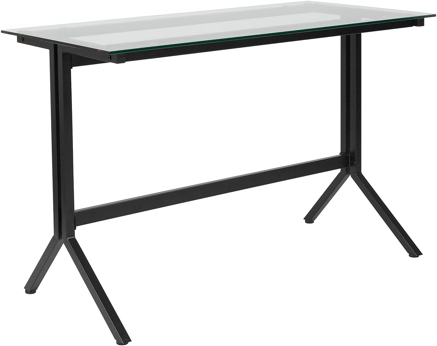 Flash Furniture Highland Collection – Escritorio de cristal para computadora con marco de metal negro