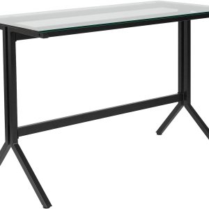 Flash Furniture Highland Collection – Escritorio de cristal para computadora con marco de metal negro Flash Furniture Highland Collection – Escritorio de cristal para computadora con marco de metal negro
