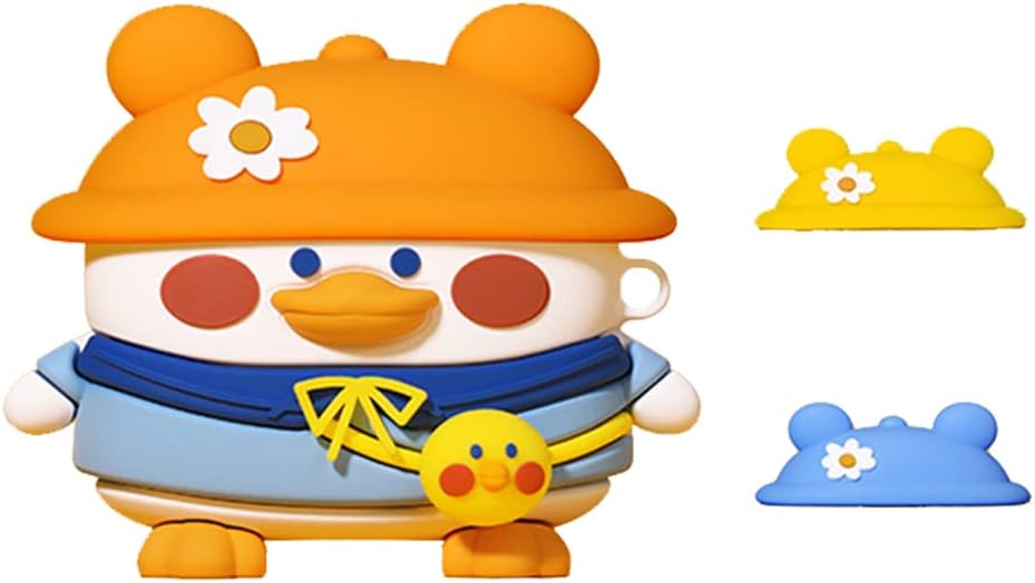 LALAPOPO Funda para AirPods, diseño divertido y encantador de dibujos animados en forma de pato, fundas de moda para niños, niñas, niños y