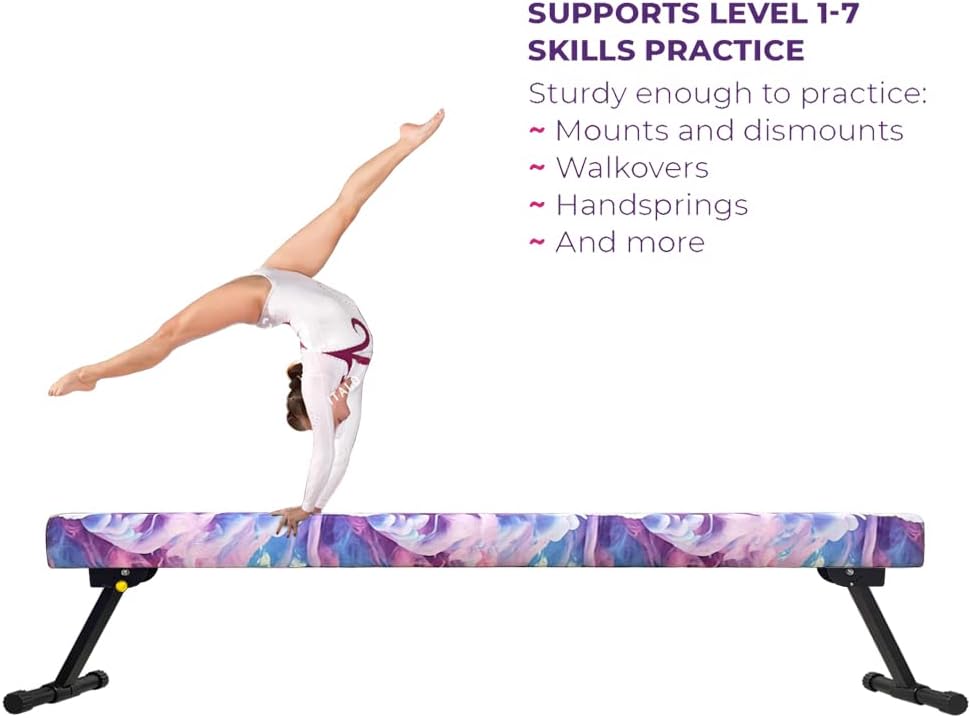 Viga de equilibrio de gimnasia ajustable y plegable de 6 pies, equipo de gimnasio en casa, fácil montaje y almacenamiento, no requiere herramientas,