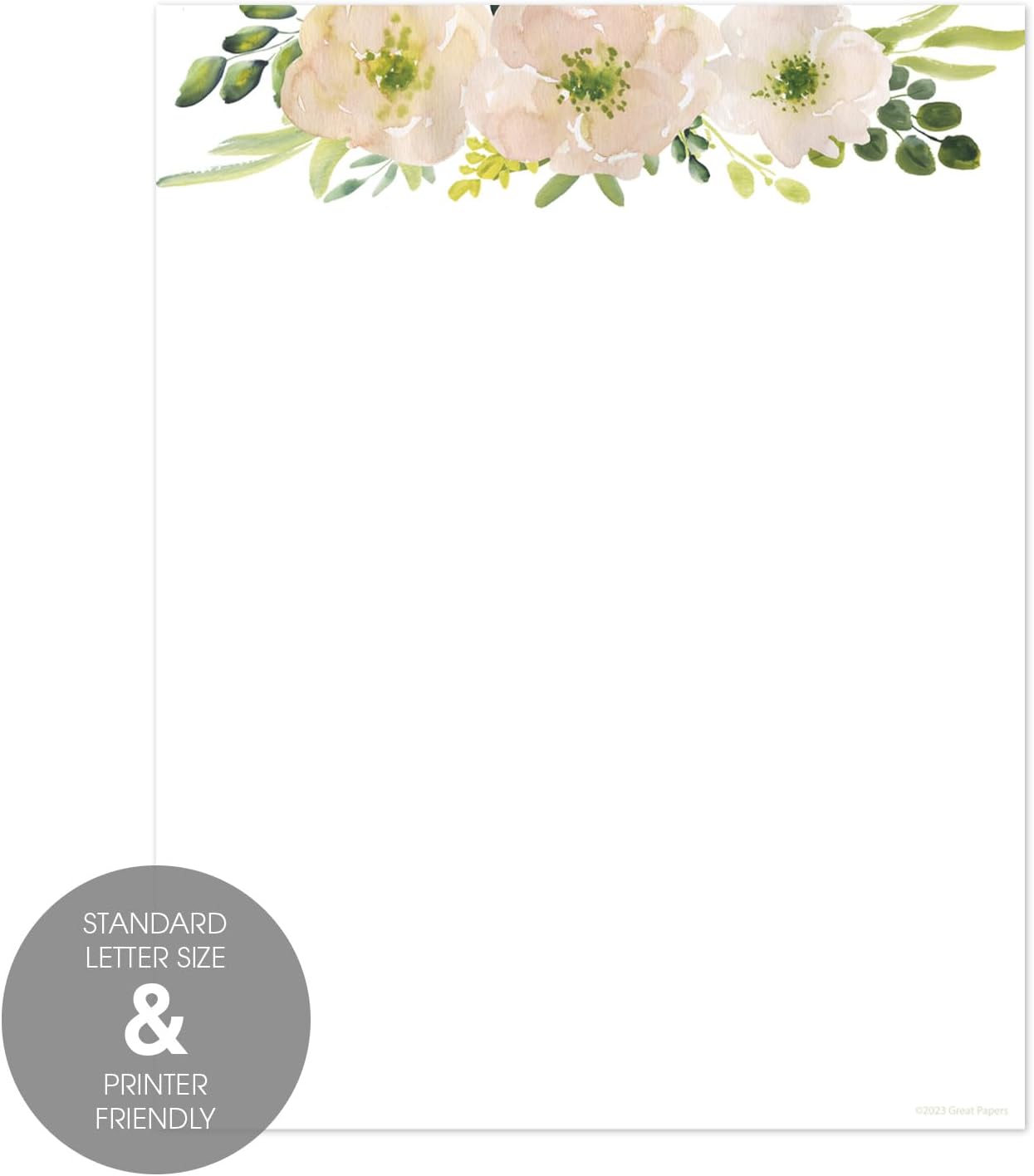Membrete floral rosa de acuarela blanca  50 hojas  8.5 x 11 pulgadas  8.5 x 11 pulgadas  8.5 x 11 pulgadas papel decorativo de flores para baby