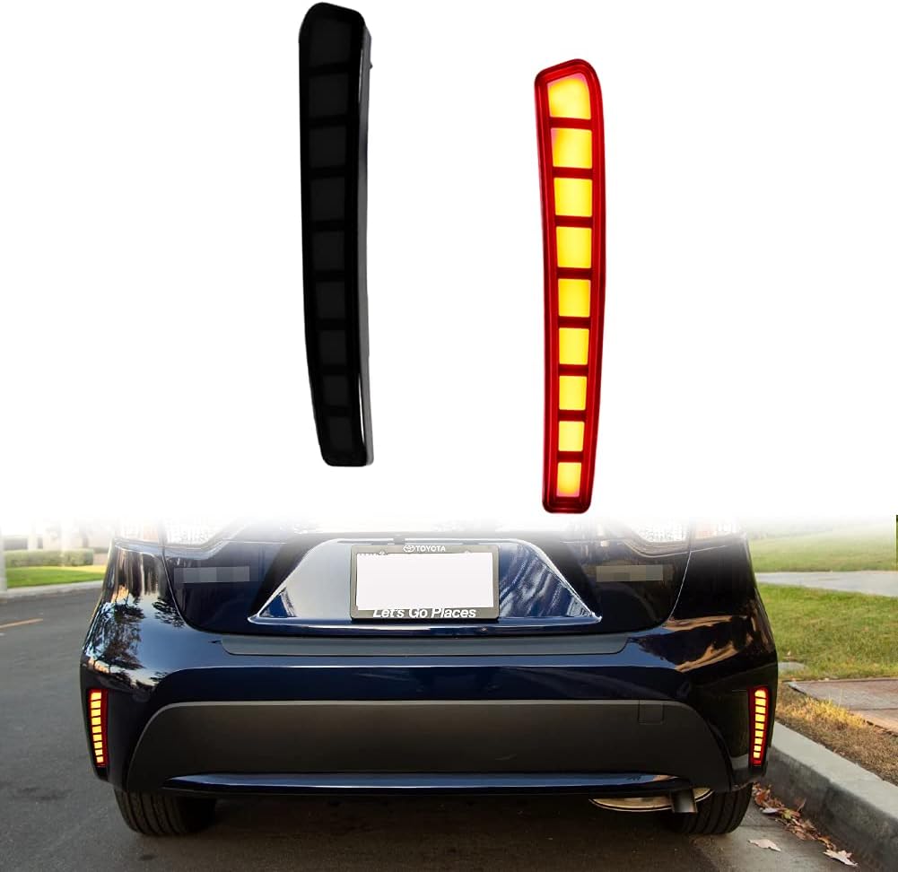 GTINTHEBOX Lente ahumada estilo rejilla LED parachoques trasero reflector luz freno secuencial señal de giro lámpara trasera compatible con Toyota