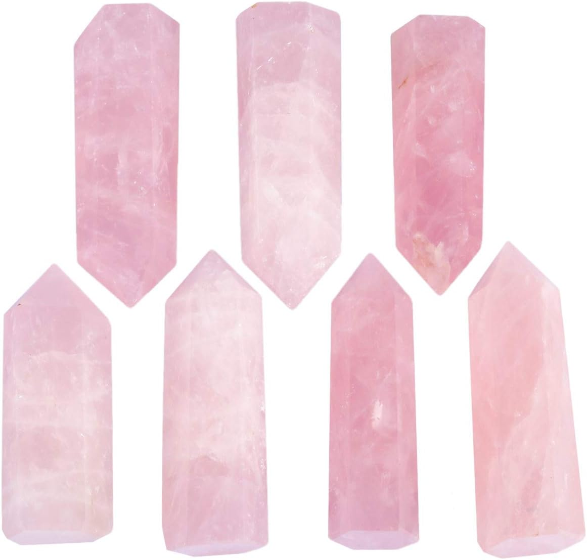 mookaitedecor 4 varitas de cristal curativo de un solo punto de 2 pulgadas, amatista, cuarzo roca, cuarzo rosa, fluorita arco iris, 6 piedras de