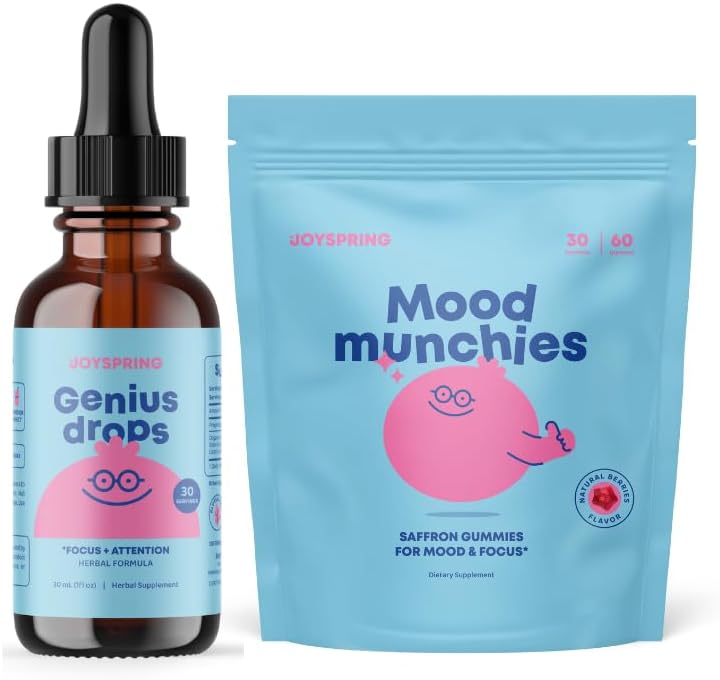 JoySpring Genius Drops y gomitas de azafrán para niños