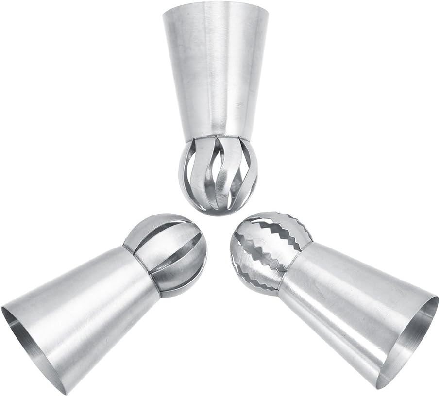 Boquilla de punta de tubería de glaseado de 3 piezas, boquilla de acero inoxidable para tartas, herramienta de decoración de pasteles de bricolaje,