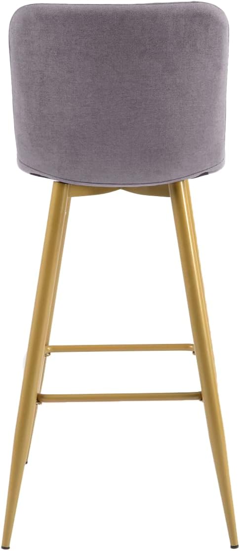 Juego de 2 taburetes de bar, tapizados de tela, altura de mostrador, respaldo bajo, sillas de comedor sin brazos con reposapiés, 30 pulgadas, gris